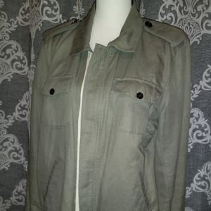 Two by Vince Camuto Green Zip-Up Jacket Woman's Large.